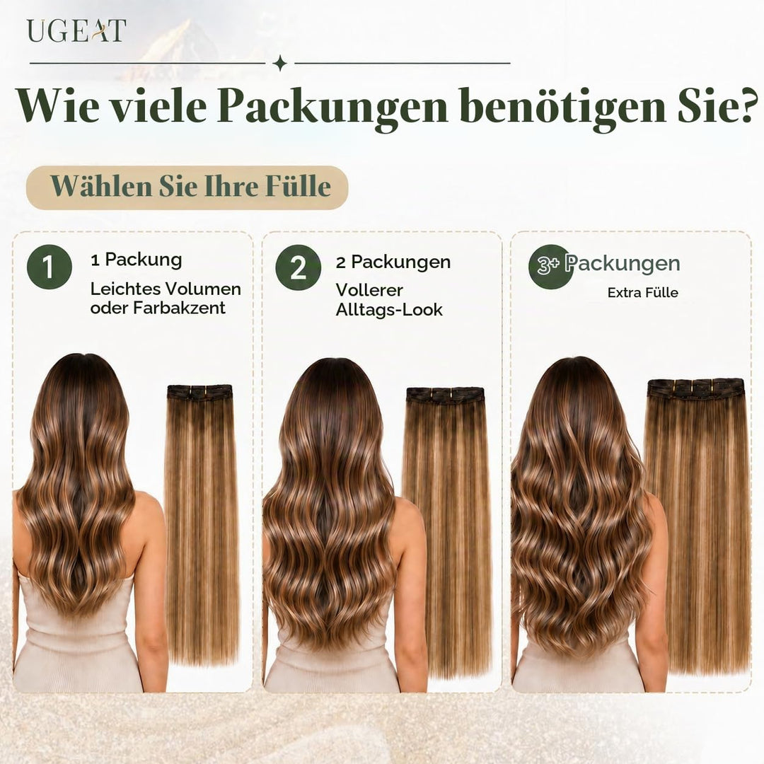 Ugeat Tressen Extensions Echthaar Schwarz 