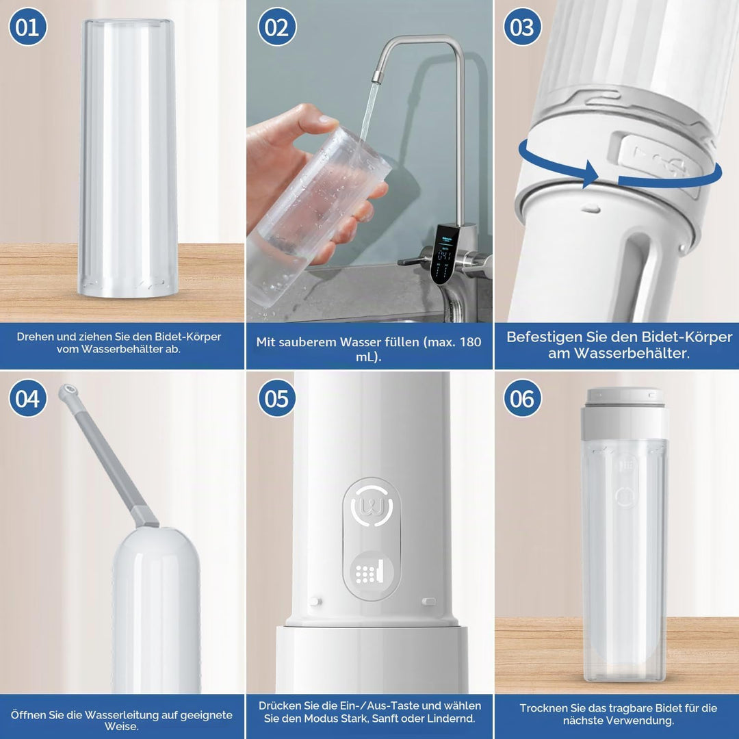 Reise Bidetflasche, tragbares Bidet-Sprühgerät, Hand-Bidet Elektrisches Bidet Wiederaufladbar, Stufe