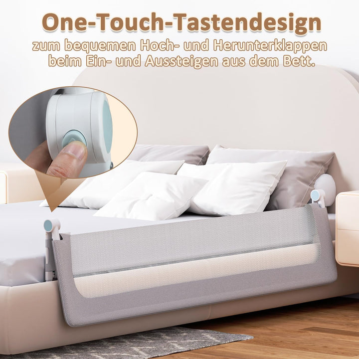180 cm Bettgitter Rausfallschutz Klappbar, 72-86 cm höhenverstellbar Rausfallschutz Kinderbett, zusa
