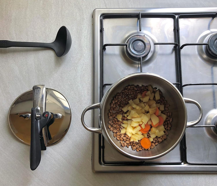 Pintinox First Schnellkochtopf aus nickelfreiem Edelstahl, induktionsgeeignet, mit 4 Sicherheitssyst