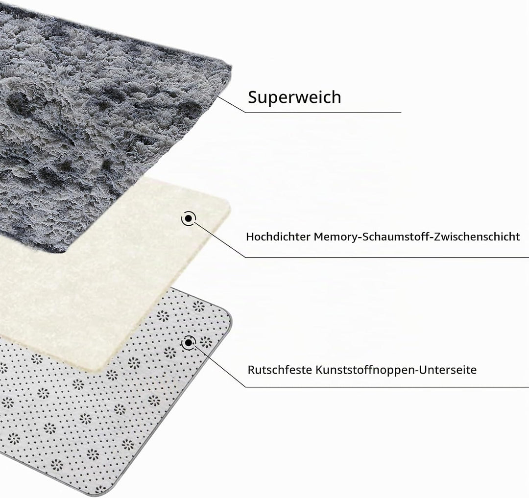 Achiiso Flauschiger Teppich Grau Hochflor Teppich Flauschig Faux Schaffell Teppich Weicher Teppich S