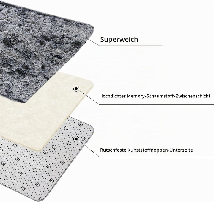 Achiiso Flauschiger Teppich Grau Hochflor Teppich Flauschig Faux Schaffell Teppich Weicher Teppich S