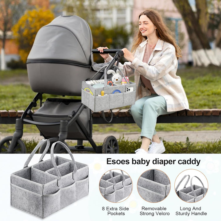 Esoes Wickeltasche Organizer mit Lätzchen Baby Windel Caddy Organizer Tragbarer filztasche mit fäche