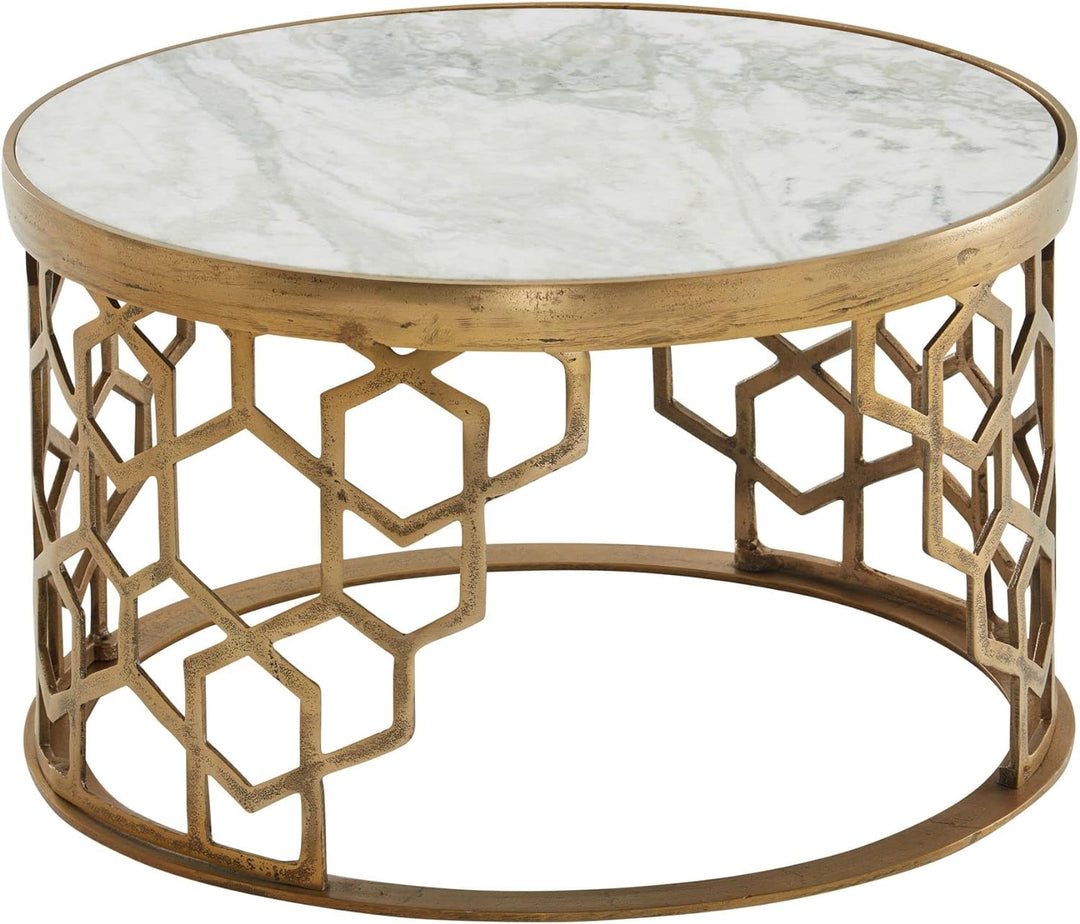KADIMA DESIGN Couchtisch Marble - Design Wohnzimmertisch mit echtem Marmor Weiss, 60x60x36 cm, Metal