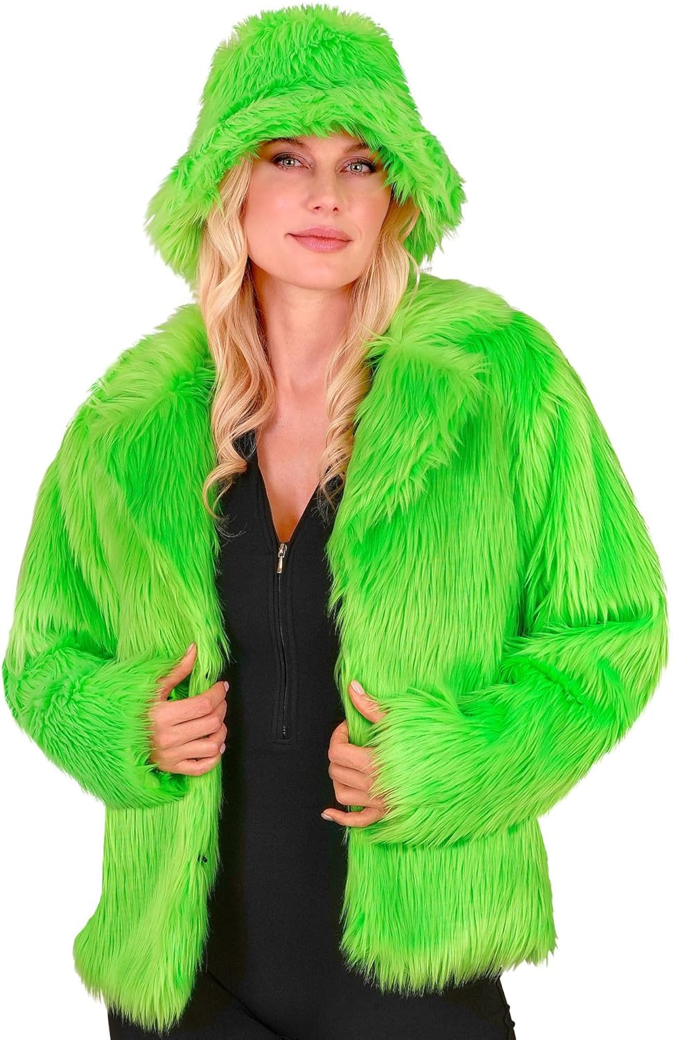 W WIDMANN MILANO Party Fashion - Damen Kunstfell-Jacke, flauschiger Pelz, Plüschjacke, Kostüm, Party