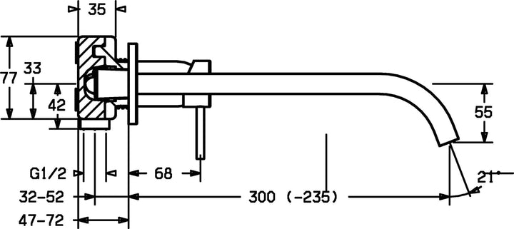 Hansa Fertigmontageset Public 57952171 für Waschtisch-Einhebel-Wandbatterie, D.19mm, 300mm, verchrom