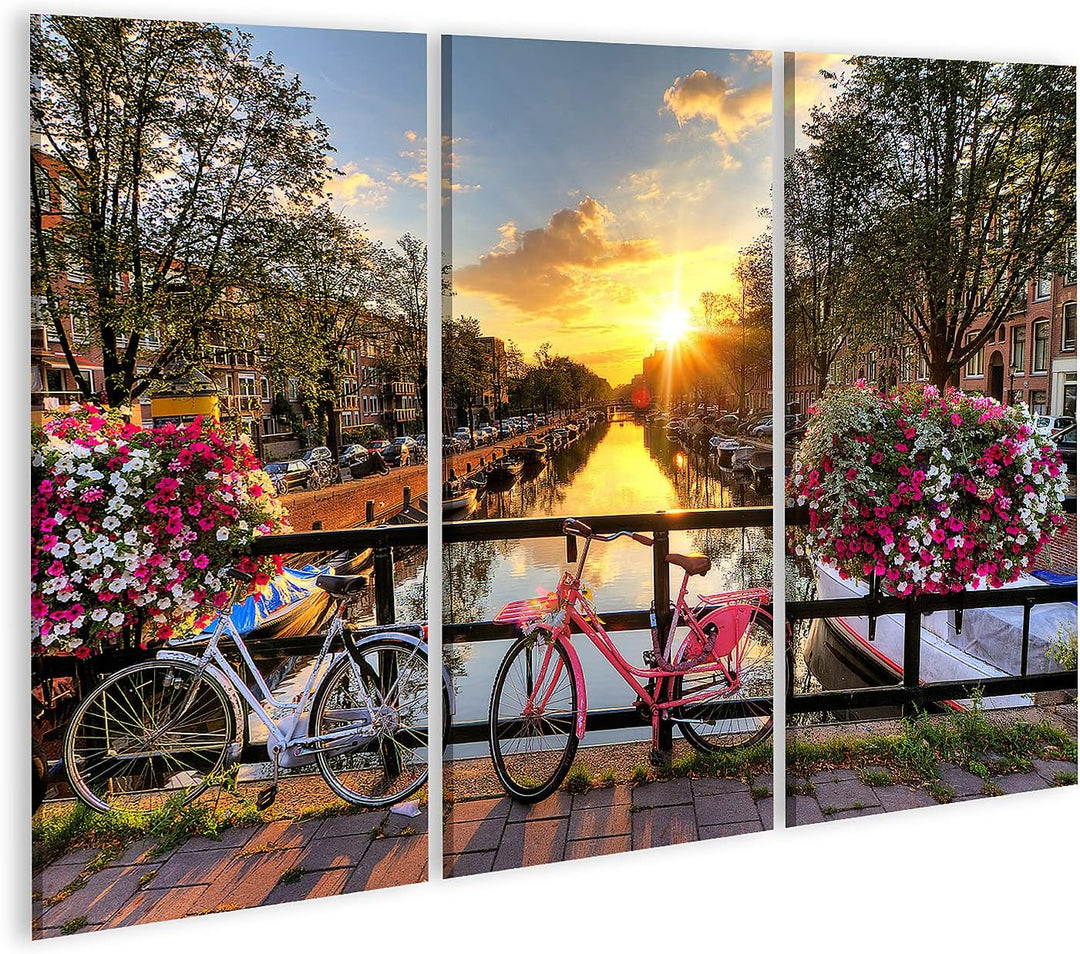 islandburner Bild auf Leinwand Schöner Sonnenaufgang Über Amsterdam In Den Niederlanden Mit Blumen U