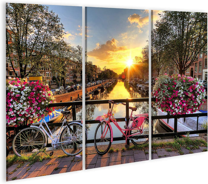 islandburner Bild auf Leinwand Schöner Sonnenaufgang Über Amsterdam In Den Niederlanden Mit Blumen U