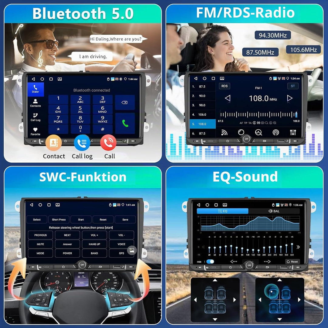 4GB+64GB Autoradio mit Type-C GPS Navi für VW Passat B6 T5 Golf 5 6 Polo Tiguan 6R T5 Jetta Seat Sko