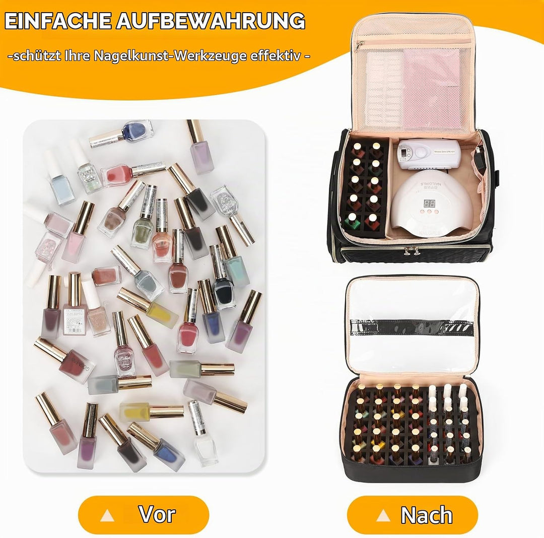 Nagelkoffer mit Extra Grosser Kapazität – Nagellack Koffer für 86 bis 100+ Flaschen &amp; Nagellampe, Do