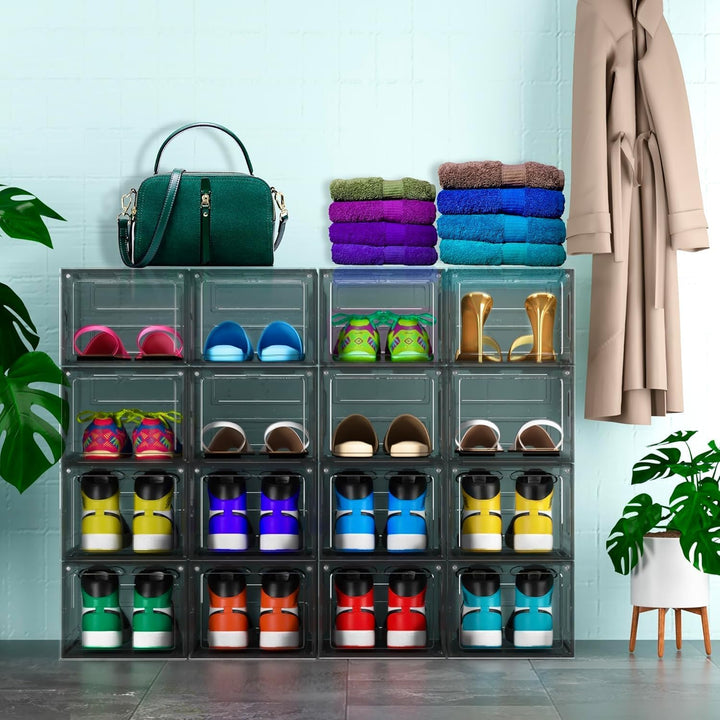 Schuh-Aufbewahrungsboxen, Schuhkartons, stapelbar, Kunststoff, transparent, Aufbewahrungsboxen, pass