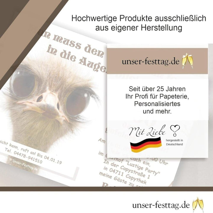 Einladungen für Partys Feste Feiern - Geburtstag - Silvester - Hochzeit - witzig und originell. Eige