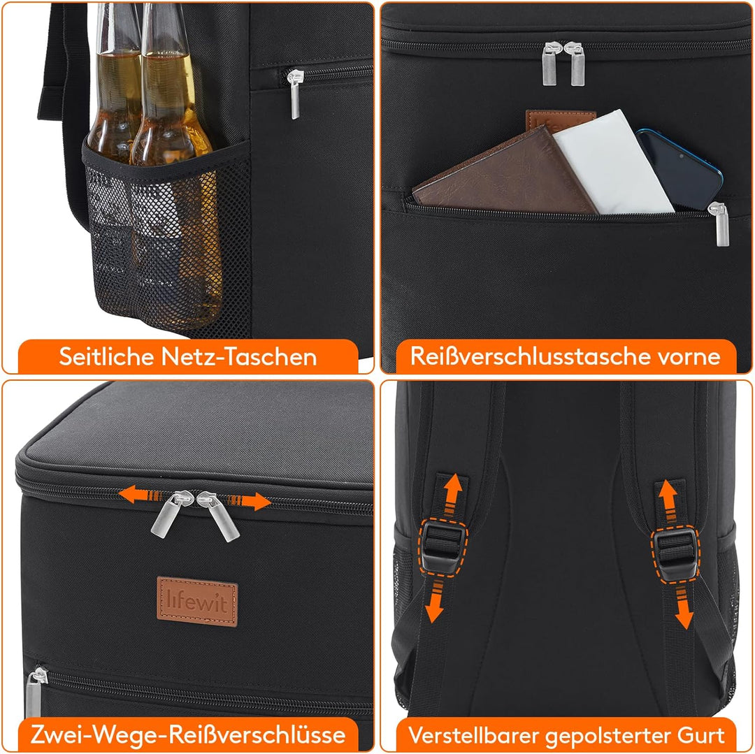 Lifewit 24L Kühl Rucksack Kühlrucksack Kühltasche Picknicktasche Gross Isoliert Cooler Bag Männer Fr