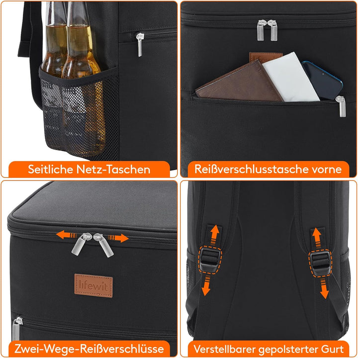 Lifewit 24L Kühl Rucksack Kühlrucksack Kühltasche Picknicktasche Gross Isoliert Cooler Bag Männer Fr