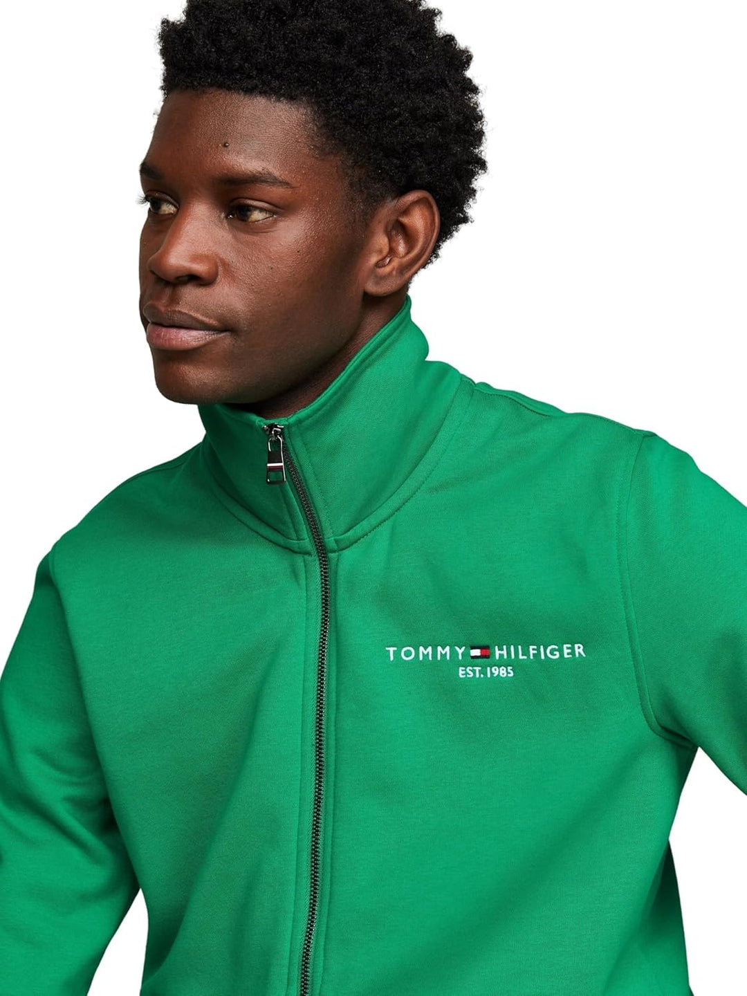 Tommy Hilfiger Herren Strickjacke Cardigan mit Reissverschluss Tommy Logo Zipper S Grün (Olympic Gre