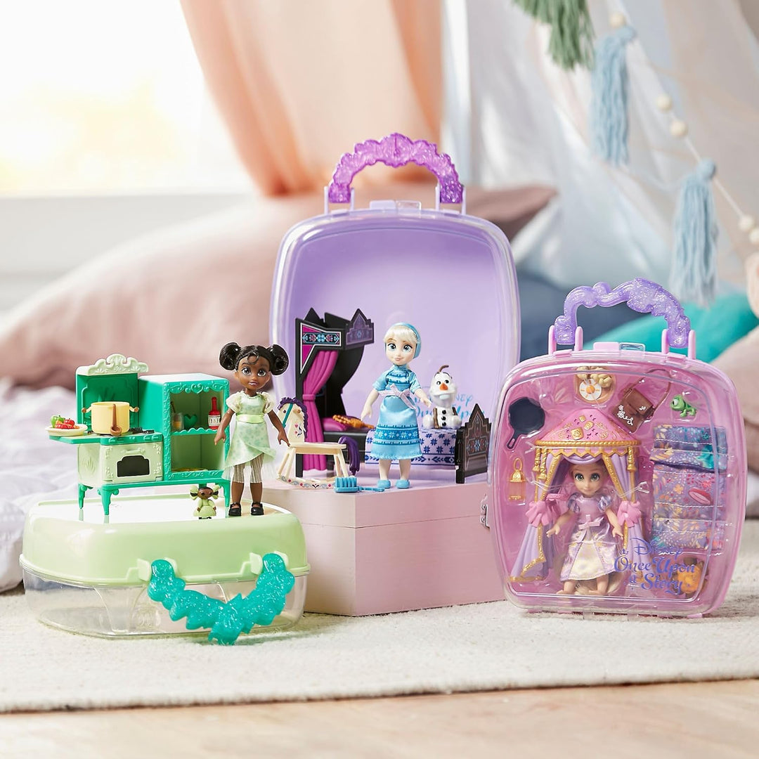 Disney Store Offizielles Tiana Minipuppen-Spielset, Küss den Frosch, Once Upon a Story Kollektion, 1