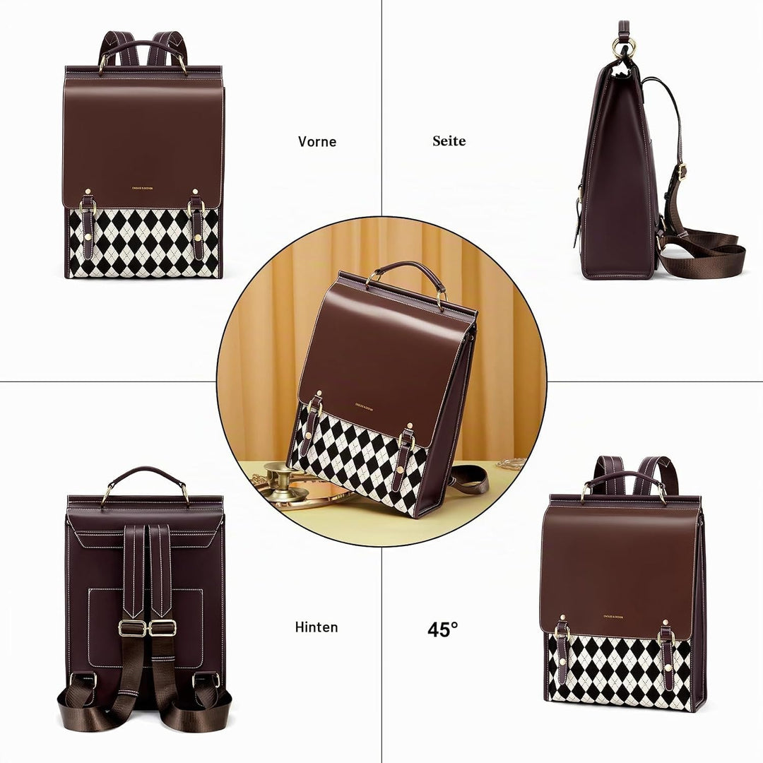 Cnolés Business Rucksack Damen Leder Eleganter Daypack Wasserdicht Damen-Rucksackhandtaschen Rücksac