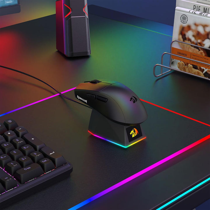 Redragon M999 kabellose Gaming Mouse – Tri-Mode Maus mit RGB-Magnetladedock, 45000 DPI max. einstell