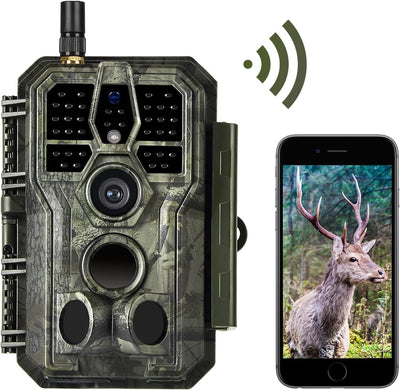 WLAN Wildkamera WiFi Wildtierkamera Nachtsichtkamera Fotofalle 32MP 1296P Verbinden druch APP Blueto