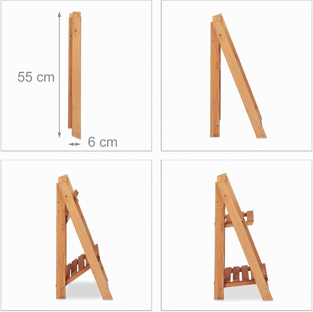 Relaxdays Blumentreppe aus Holz, Blumenständer für innen, 2-stufig, Leiterregal, Klappbar, HBT: ca.