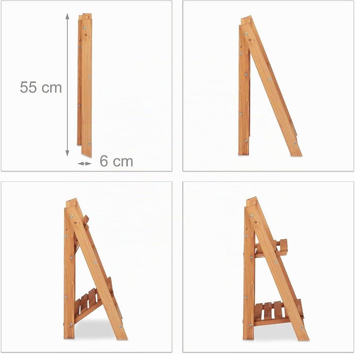Relaxdays Blumentreppe aus Holz, Blumenständer für innen, 2-stufig, Leiterregal, Klappbar, HBT: ca.