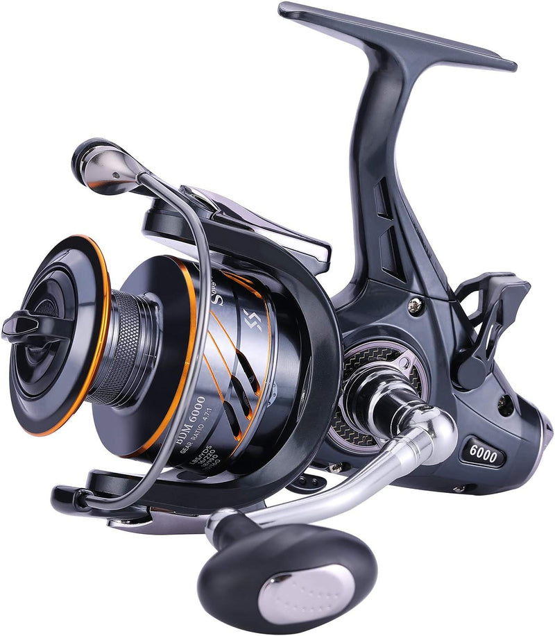 Sougayilang Karpfen Angelrolle 5 + 1 Abgeschirmt Edelstahl BB-Carbon Fiber Drag Freilaufrolle Karpfe