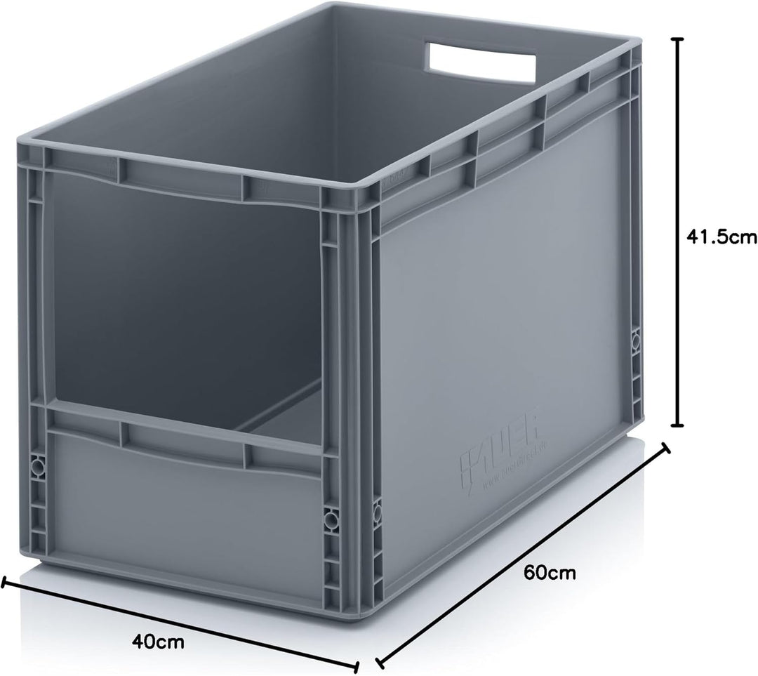 Auer Packaging 6x Euro Sichtlagerkasten 60 x 40 x 42 cm inkl. gratis Zollstock * Eurobehälter mit Fe