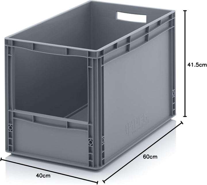Auer Packaging 6x Euro Sichtlagerkasten 60 x 40 x 42 cm inkl. gratis Zollstock * Eurobehälter mit Fe
