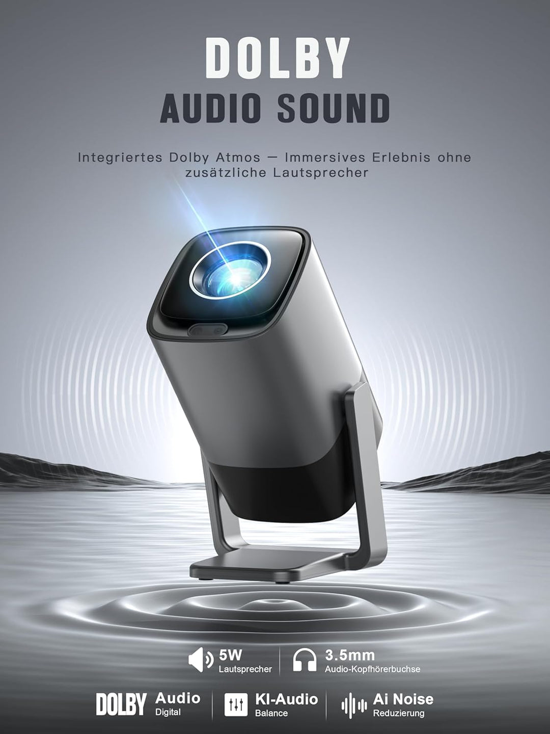 Smart Mini Beamer 4K kompatibel mit Netflix & Dolby Audio, XuanPad 28000 Lumen Beamer mit TOF Autofo