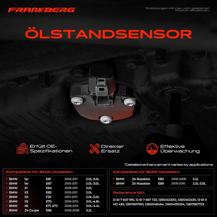 Frankberg Ölstandsensor Ölniveausensor für 6er F06 F12 F13 E63 E64 7er F01 F02 F03 F04 E65 E66 E67 X