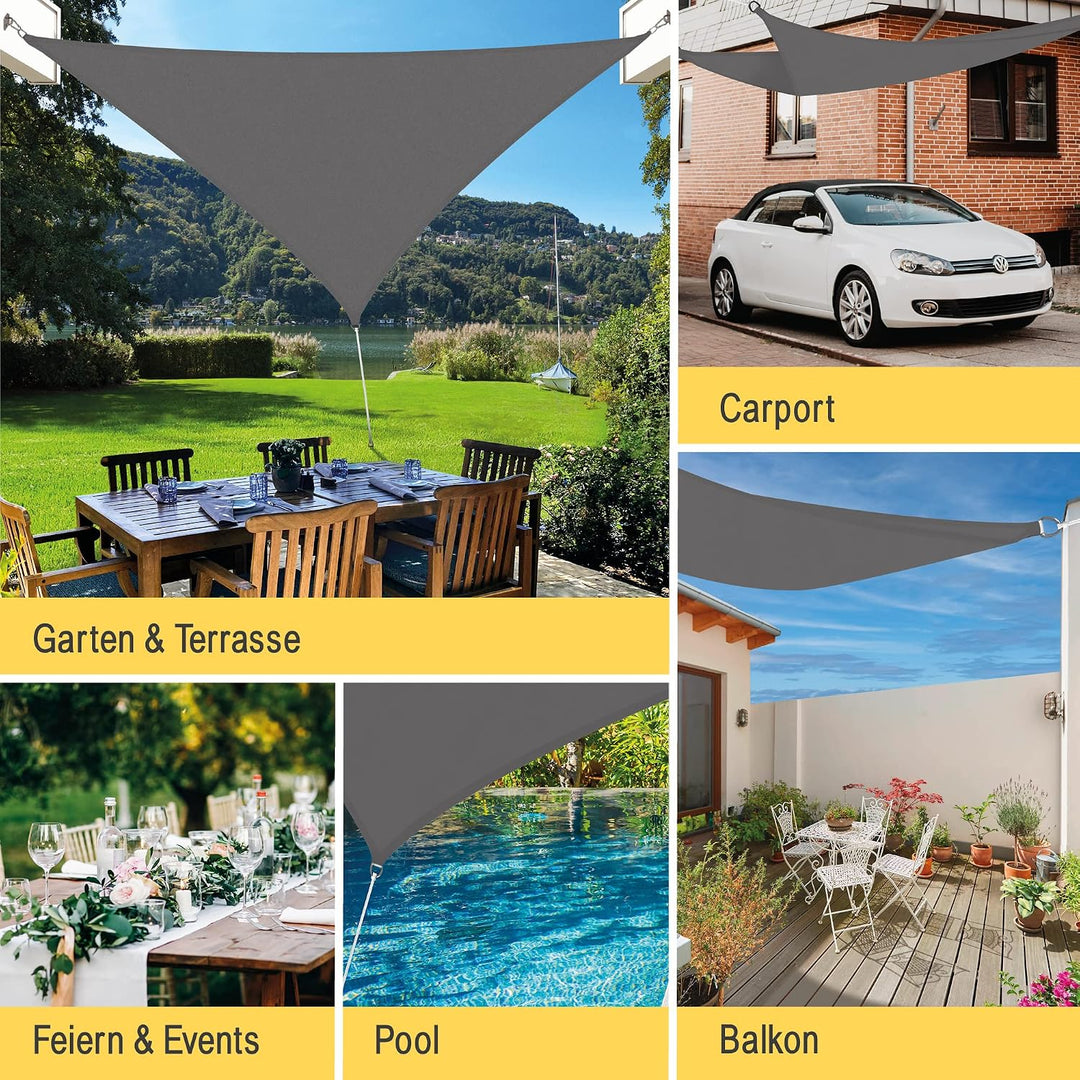 Sol Royal Sonnensegel dreieckig wasserdicht für Terrasse Balkon Garten | 7x5x5m Anthrazit UV Sonnens