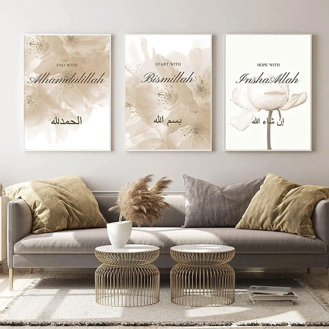 HMDKHI Islamische Wandbilder, Arabische Kalligraphie Islamische Poster Leinwand Drucke Wohnzimmer bi