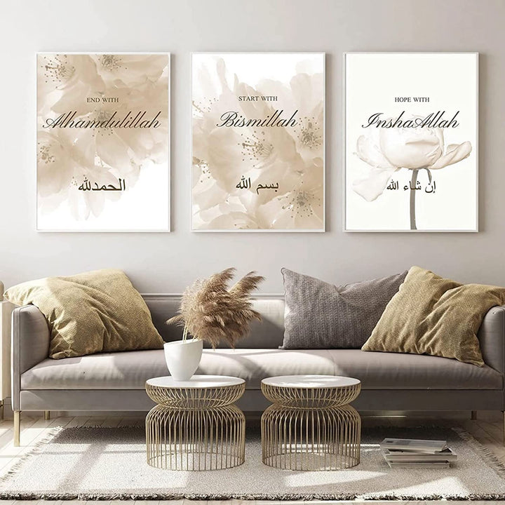 HMDKHI Islamische Wandbilder, Arabische Kalligraphie Islamische Poster Leinwand Drucke Wohnzimmer bi