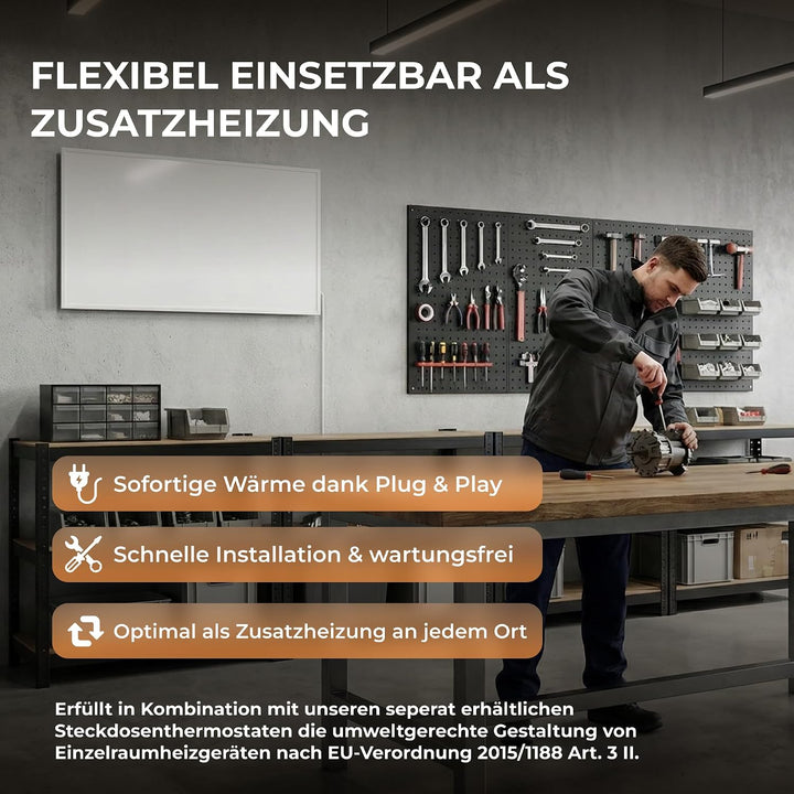 BR Bringer Infrarotheizung 800 Watt - mit Smart Thermostat und Fernbedienung - Infrarot Elektroheizu
