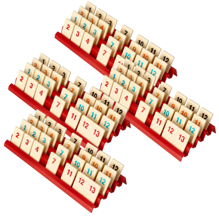 Feldherr 4er Set Ablagebretter für Rummikub - Robuste 3D-gedruckte Spielsteinhalter mit 4 Slots - Ba