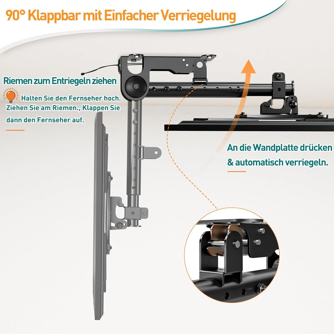ELIVED Monitor & TV Deckenhalterung Klappbar für die meisten 14-42 Zoll Fernseher bis zu 10KG, max.