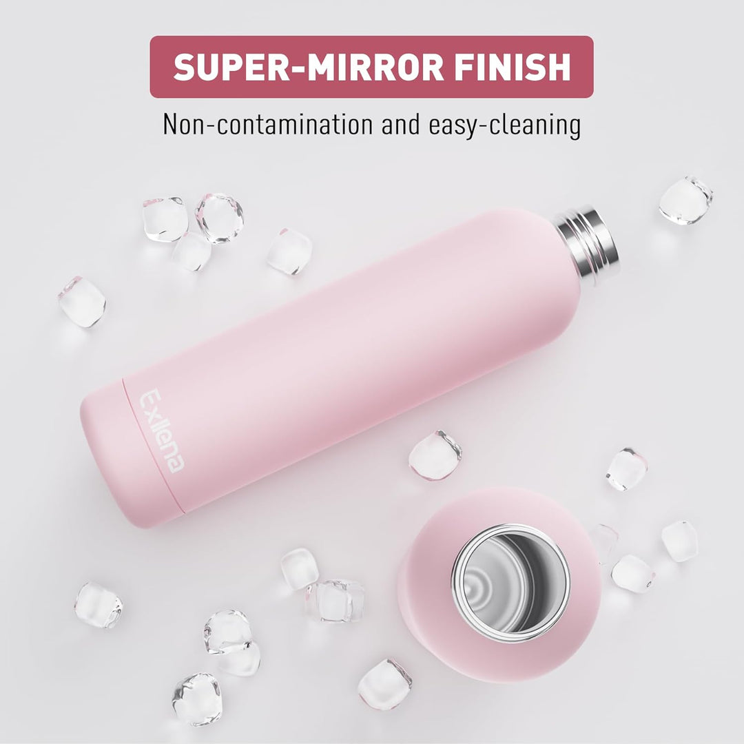 Exllena Trinkflasche Edelstahl 1L - Hochwertige Thermosflasche Mit Silikongriff für Sport, Büro und