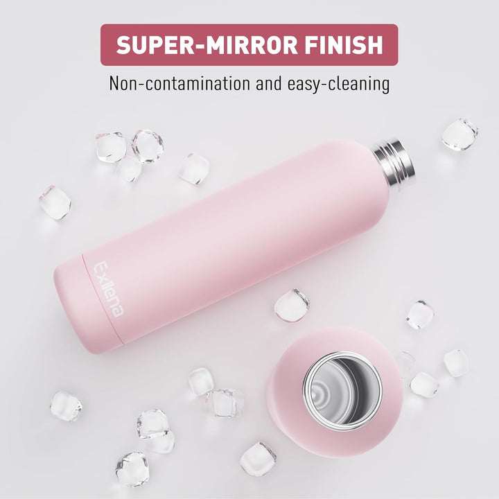 Exllena Trinkflasche Edelstahl 1L - Hochwertige Thermosflasche Mit Silikongriff für Sport, Büro und