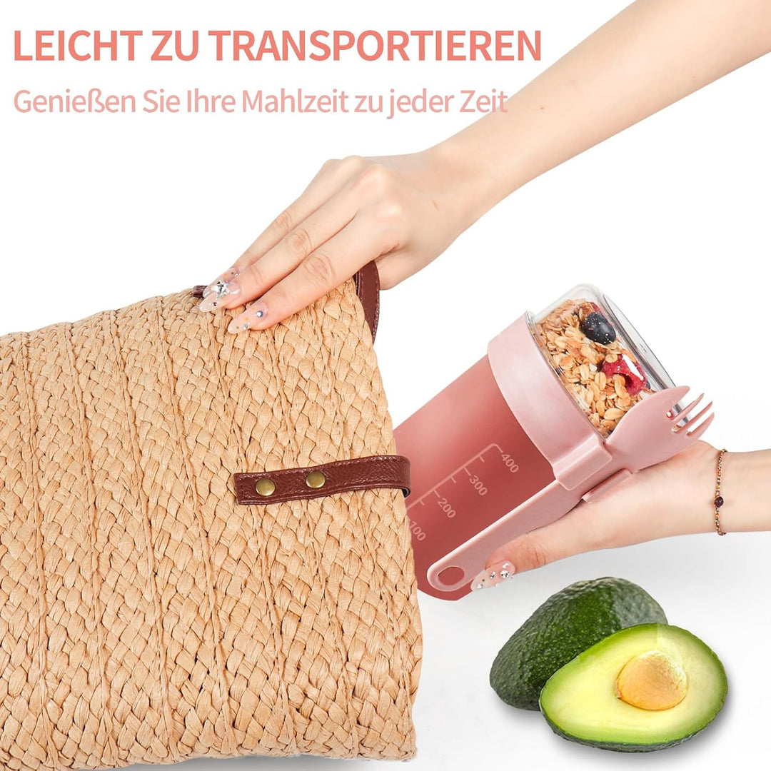 Müslibecher to Go, Joghurtbecher to Go, Müsli to Go Becher (560ML+220ML), Joghurt to Go Becher mit l