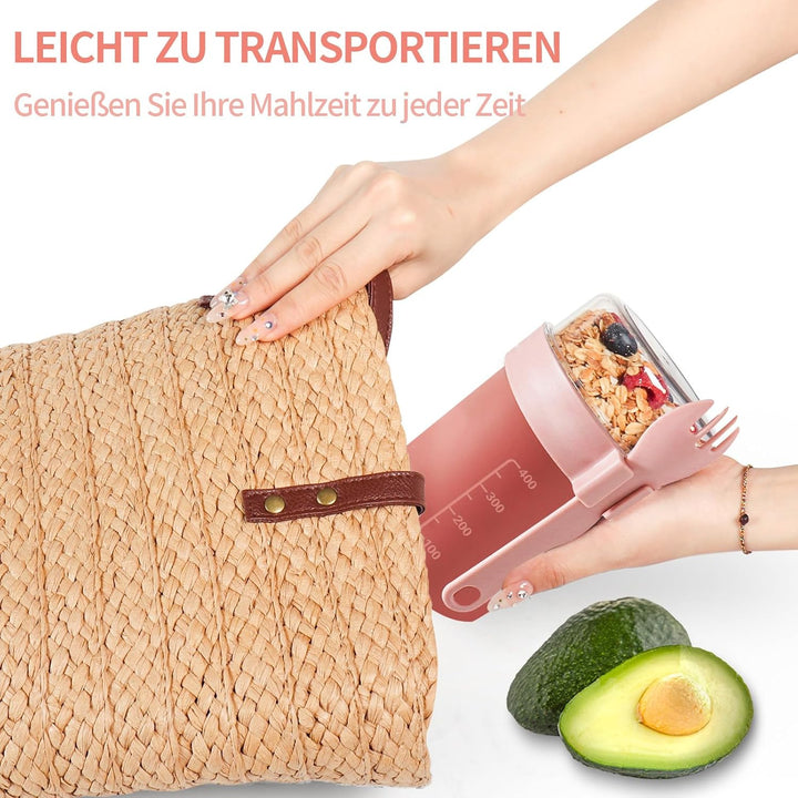 Müslibecher to Go, Joghurtbecher to Go, Müsli to Go Becher (560ML+220ML), Joghurt to Go Becher mit l