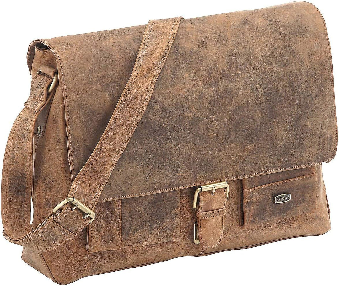Harold's Kuriertasche 40 x 30 x 10 cm Rind-Leder Messenger Schulter-Tasche 391403 taupe, Taupe
