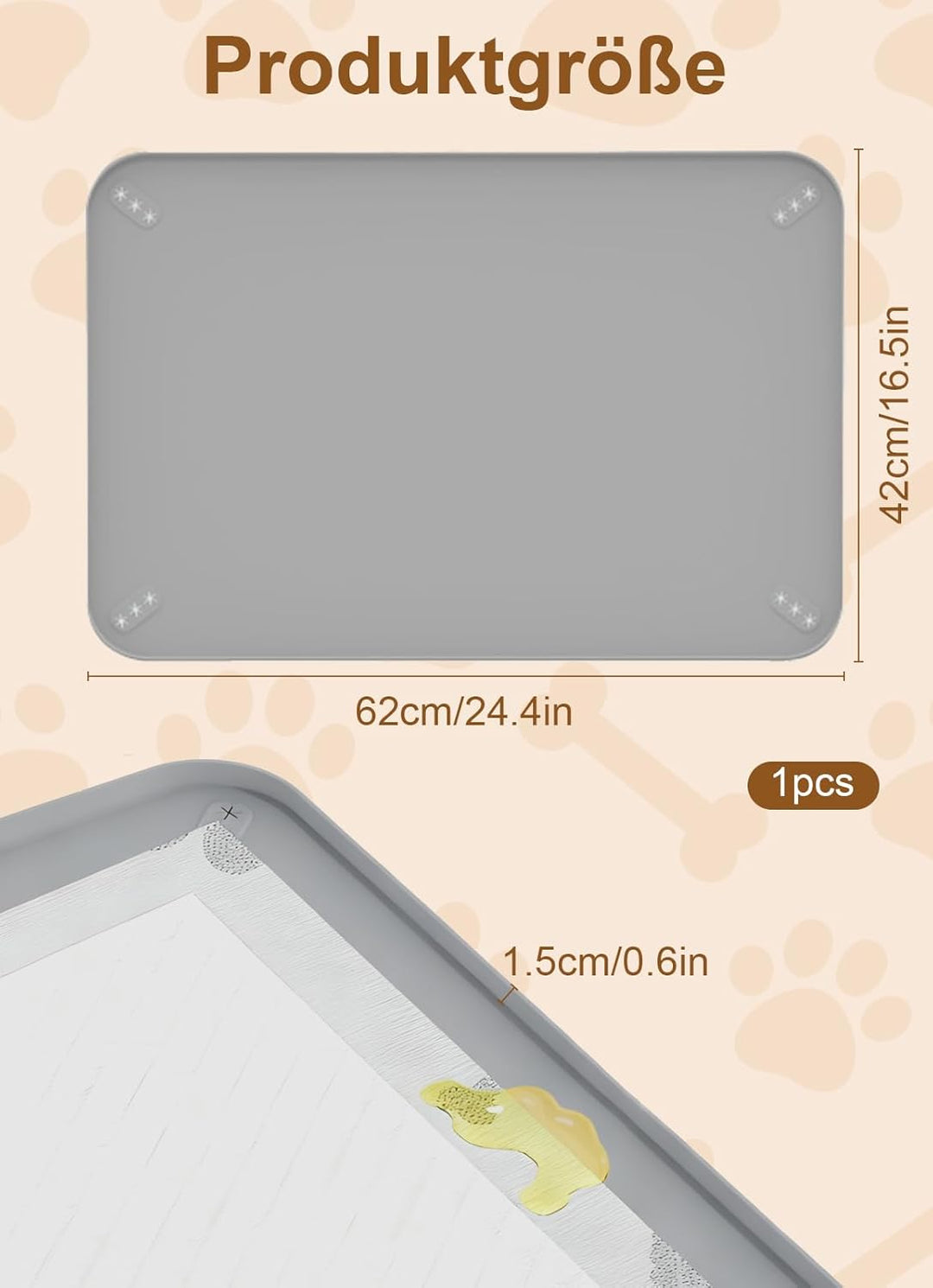 Pipi Matten für Hunde, Hundetoilette,60×42cm für Hunde und grosser Hund, Welpen Unterlagen, Training