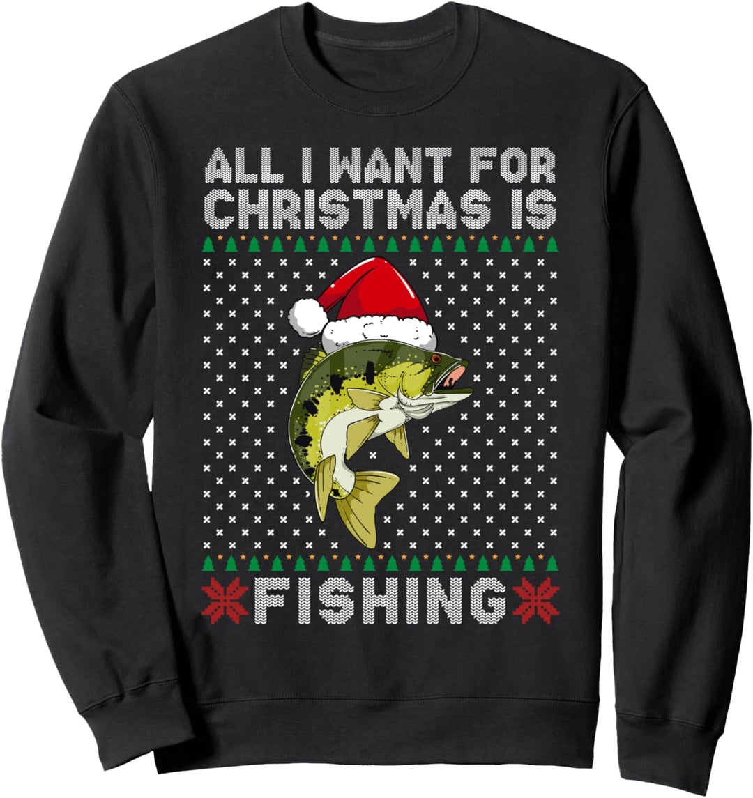 Hässlicher Weihnachtspullover mit Fischer-Motiv Sweatshirt