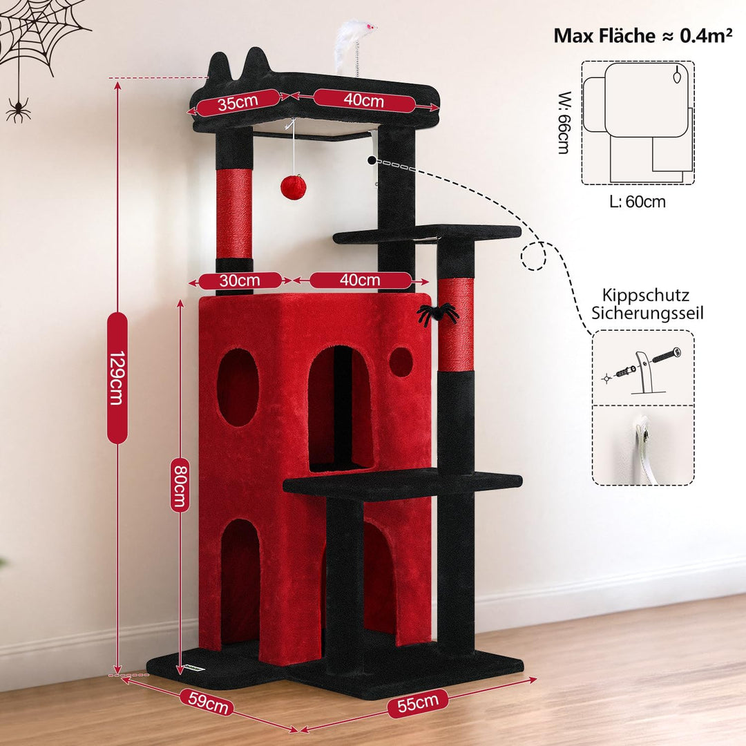 Globlazer FC50 Kratzbaum klein Stabil 127cm für Grosse/Senioren Katze | Katzenbaum mit Grosse Zweist