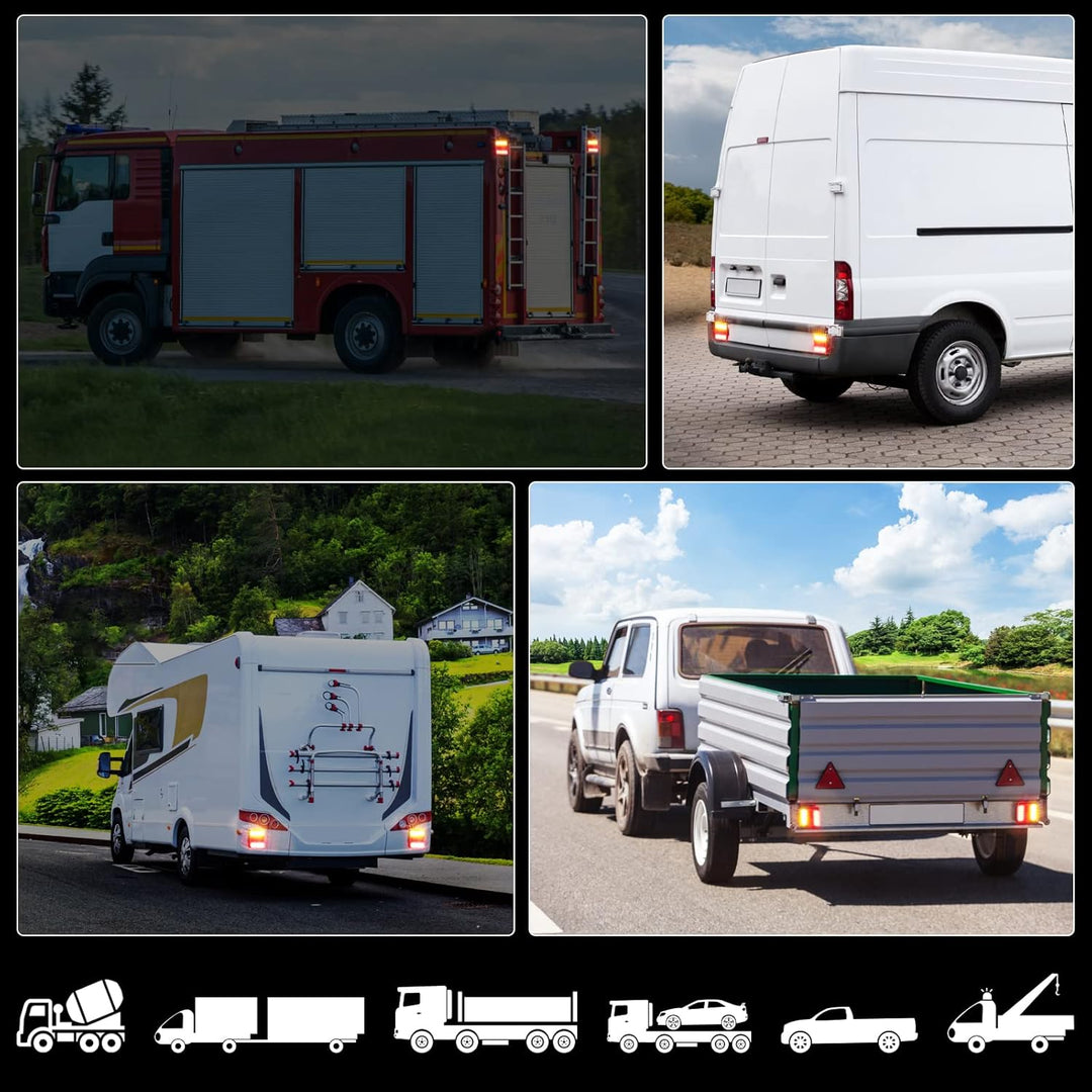 Dinfu Rückleuchten Kabellose LED Anhänger mit Magnetfuss, 12V-24V LED Rücklicht Set mit 7 Polig Stec