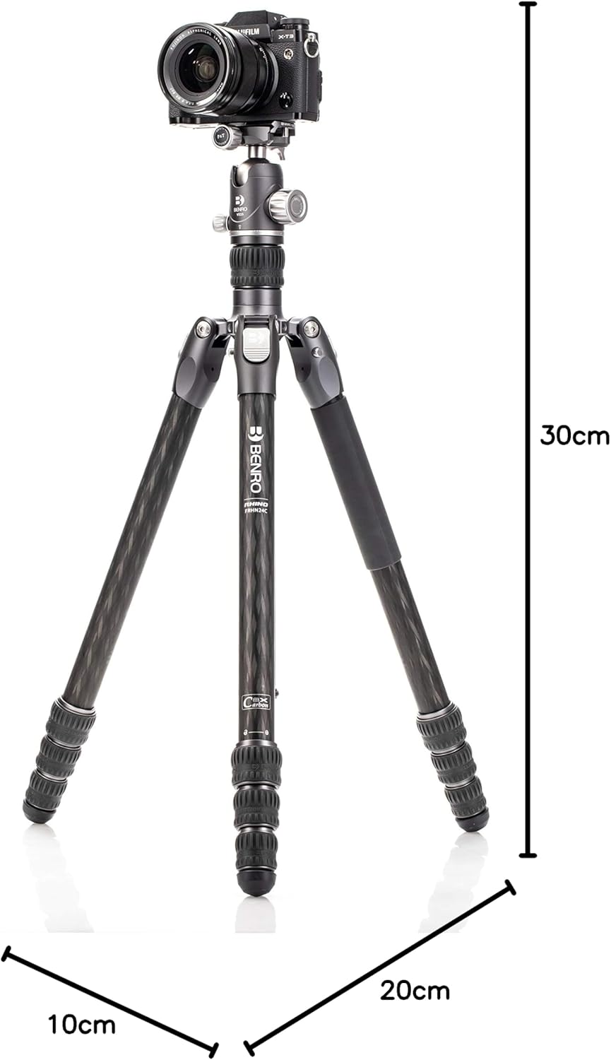 Benro Carbon Fibre Two Series Tripod/Monopod with VX25 Ballhead, 4 Leg Sections, Twist Leg Locks, Pa