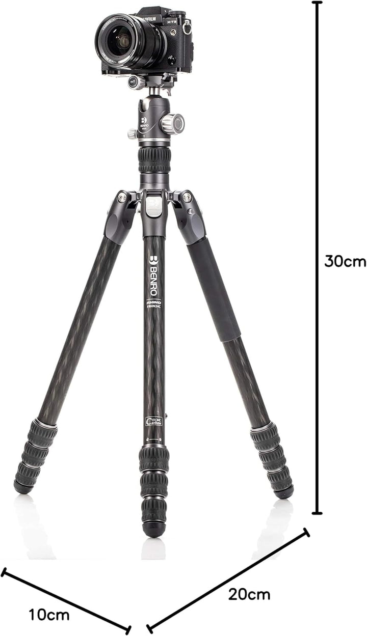 Benro Carbon Fibre Two Series Tripod/Monopod with VX25 Ballhead, 4 Leg Sections, Twist Leg Locks, Pa