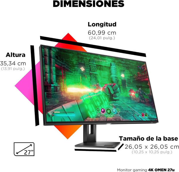 HP OMEN 27u 4K Gaming Monitor für PC und Konsolen, 27 Zoll Bildschirm, 2160p IPS Oxid UHD Display, 1