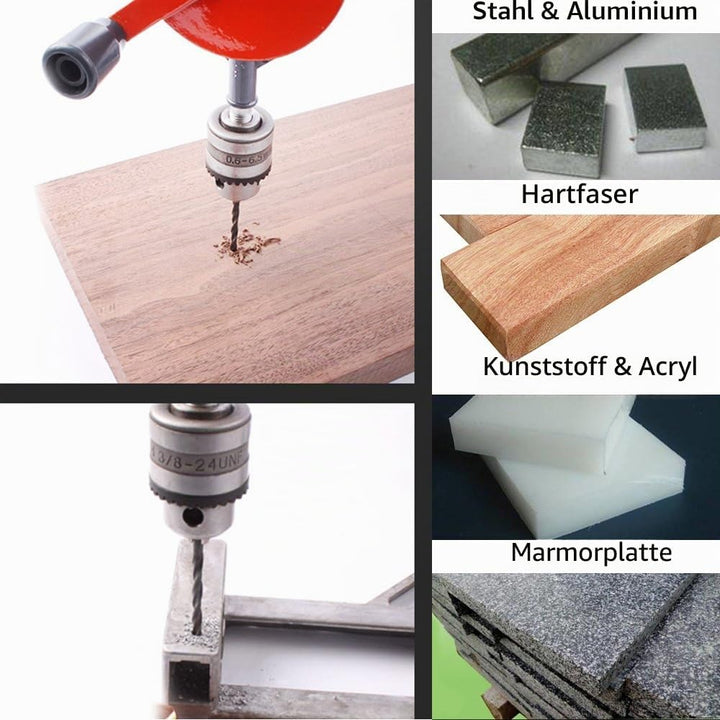 Swpeet 1/4 Zoll (0.6-6mm) Handbohrmaschine mit 13 Stahlbohrern (40–98 mm),Leistungsstark Spannfutter