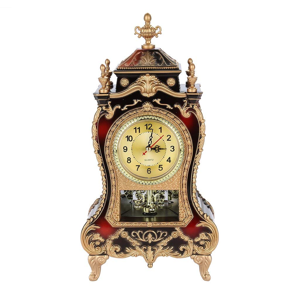Vintage Tischuhr, batteriebetrieben, antike, analoge Retro-Uhr für Raumdekoration, leise, elegante N